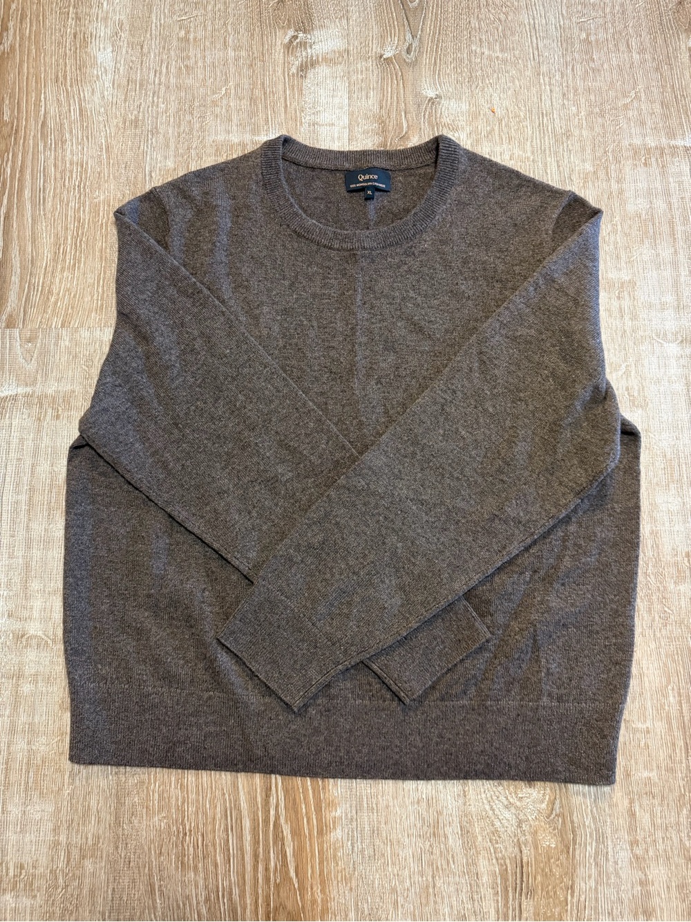 Quince 100% Mongolian Cashmere Crewneck Sweater – Brown Heather – XL